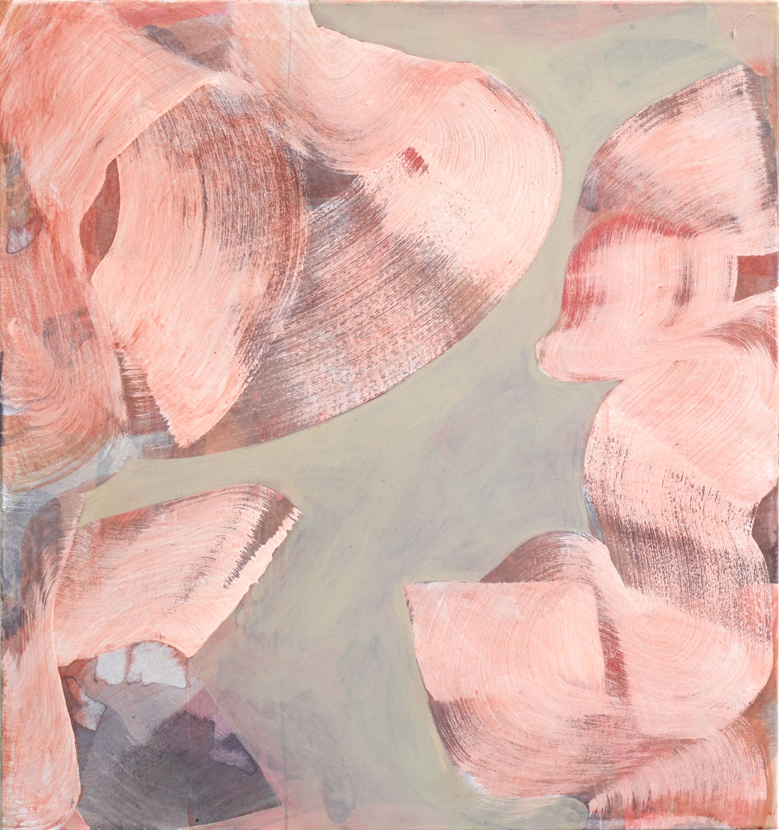 Schleifen, 2026, acrylic on nettle, 93 x 90 cm